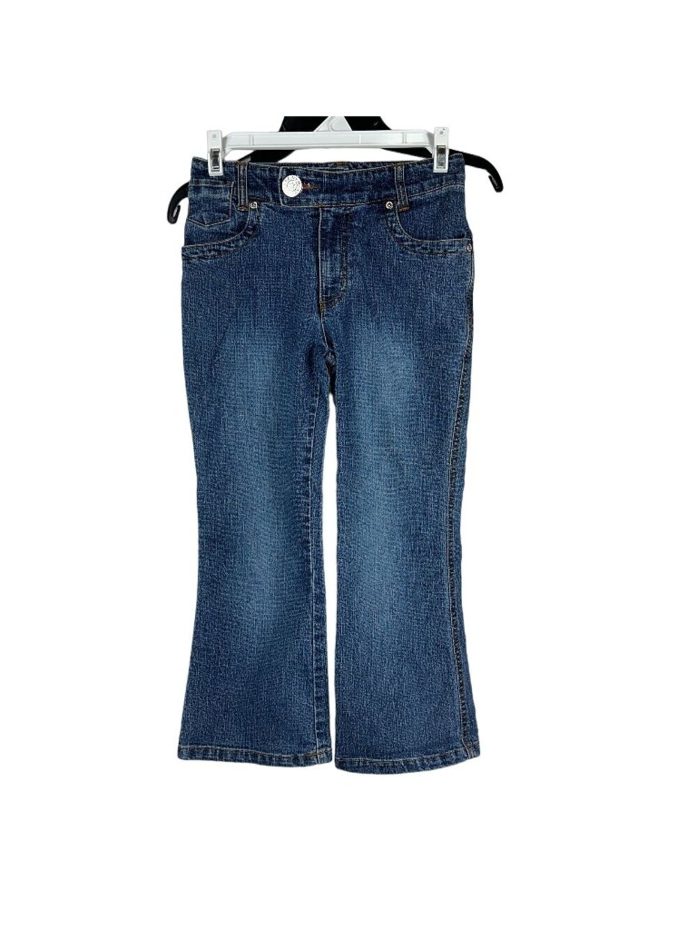 Faded Glory Girls Flare Leg Jeans Size 10 Dark Stone Wash Denim Stretch